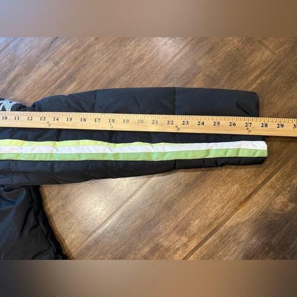 ZeroXposur Down Filled Puffer Coat Jacket Woman SZ M Black Green White Trim Warm - Picture 11 of 11